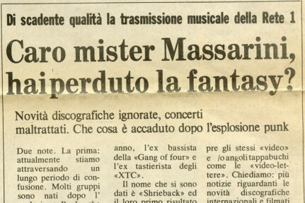 02.04.1983  Caro Mister Massarini, hai perduto la fantasy?